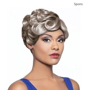 Foxy Silver Wig 10939 Sharon 3T51‎ Short Wavy J-Part Lace Side Swept Bangs Gray